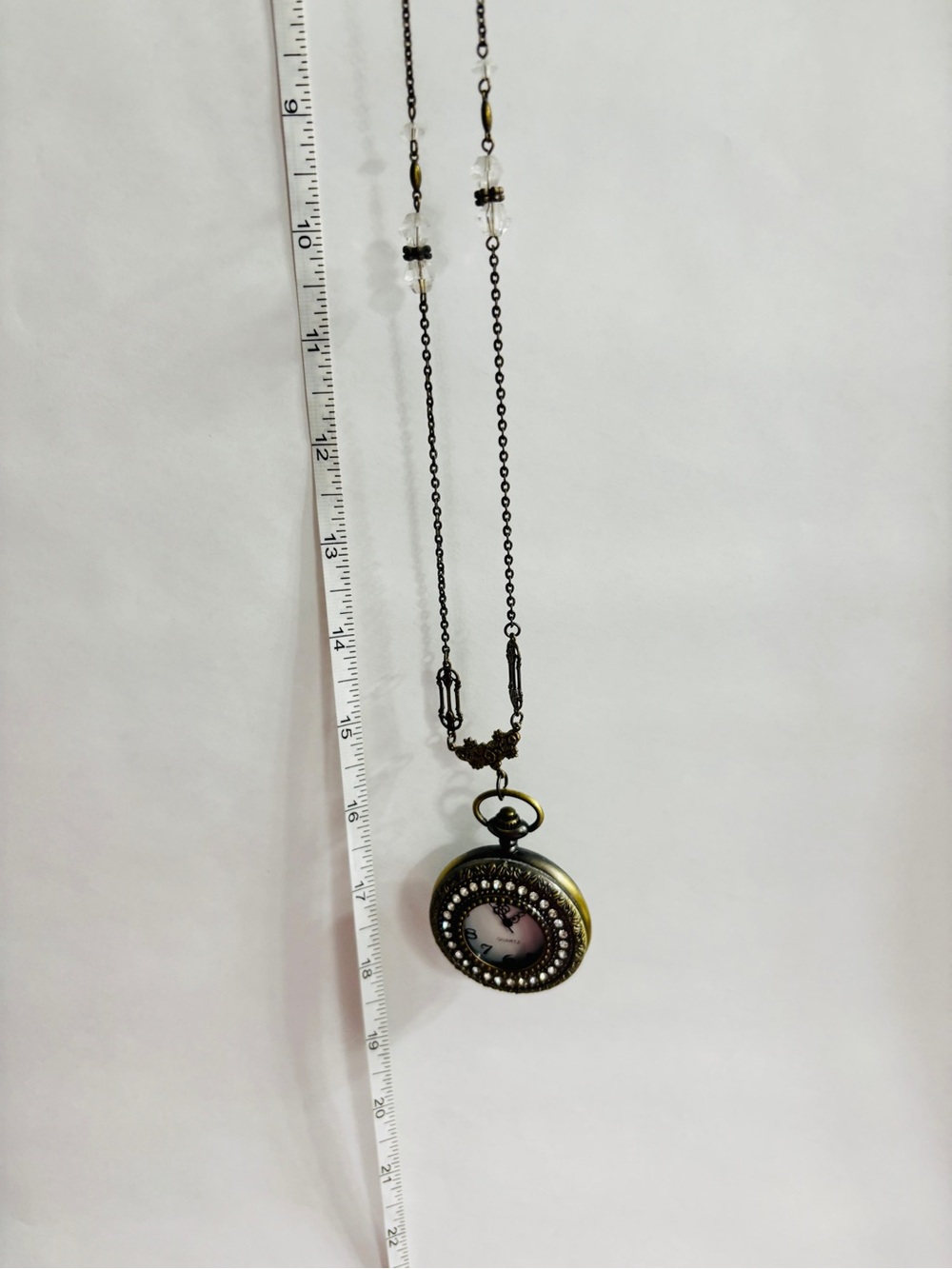 Antique-Style Bronze Pocket Pendant Necklace with Dial
